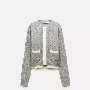 Zara Gray Cable Knit Sweater